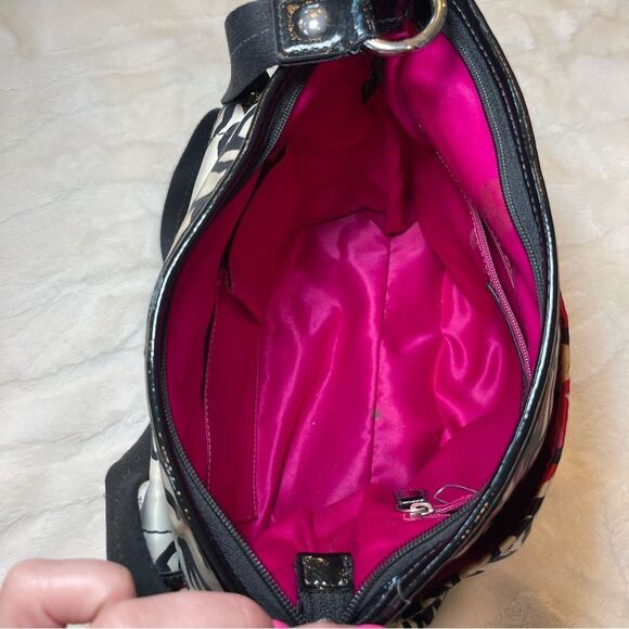 Coach Satin Poppy Black White Red Shoulder Crossbody Bag Adjustable Straps - Picture 8 of 13